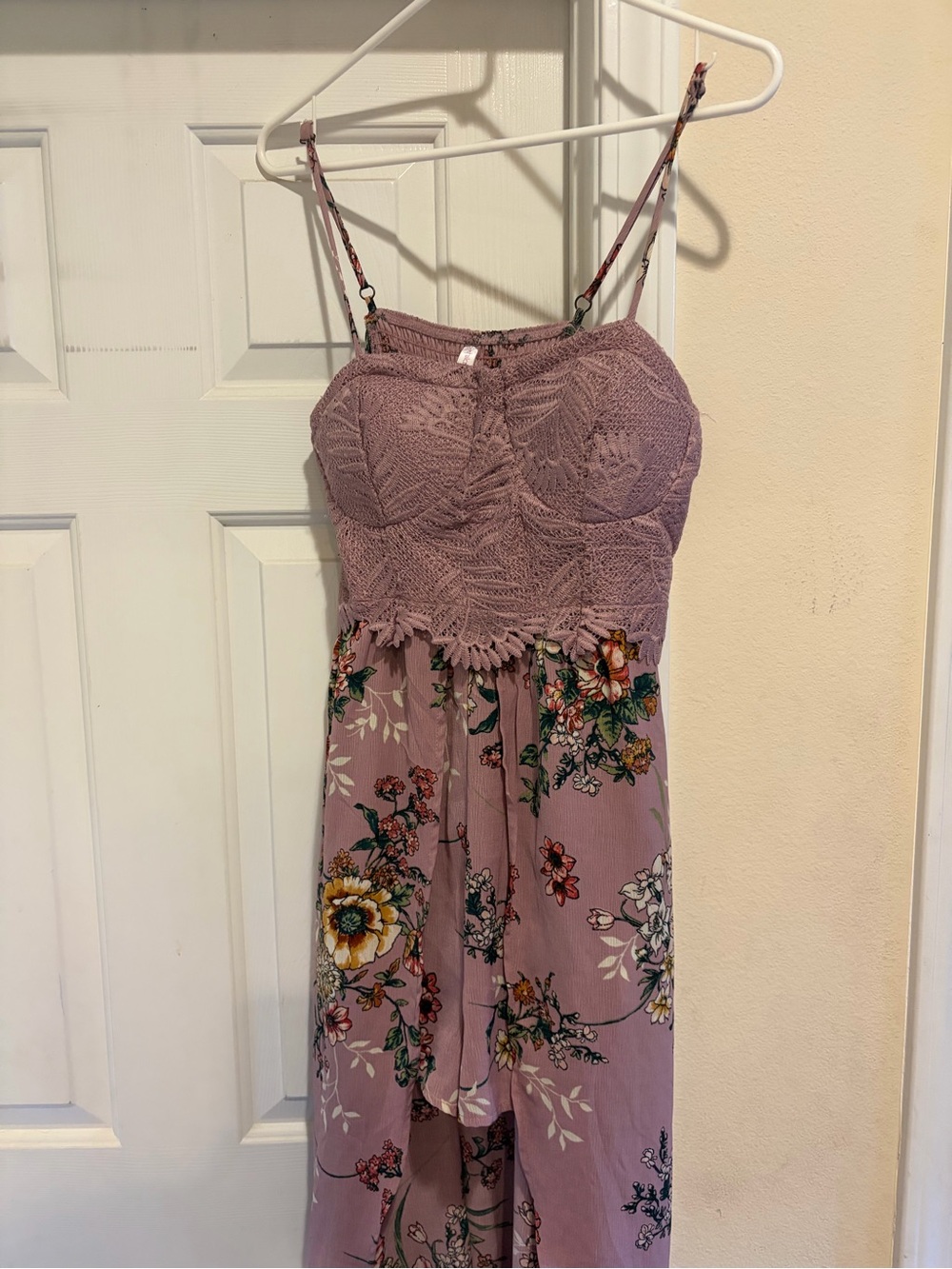 Xhilaration Mauve Floral Lace Bust Slip Dress